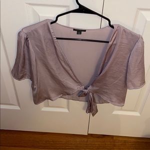 Cropped tie up shirt